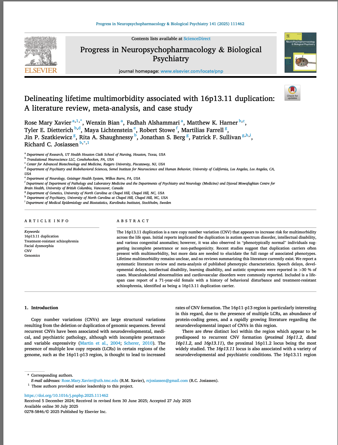 Delineating lifetime multimorbidity associated with 16p13.11 duplication